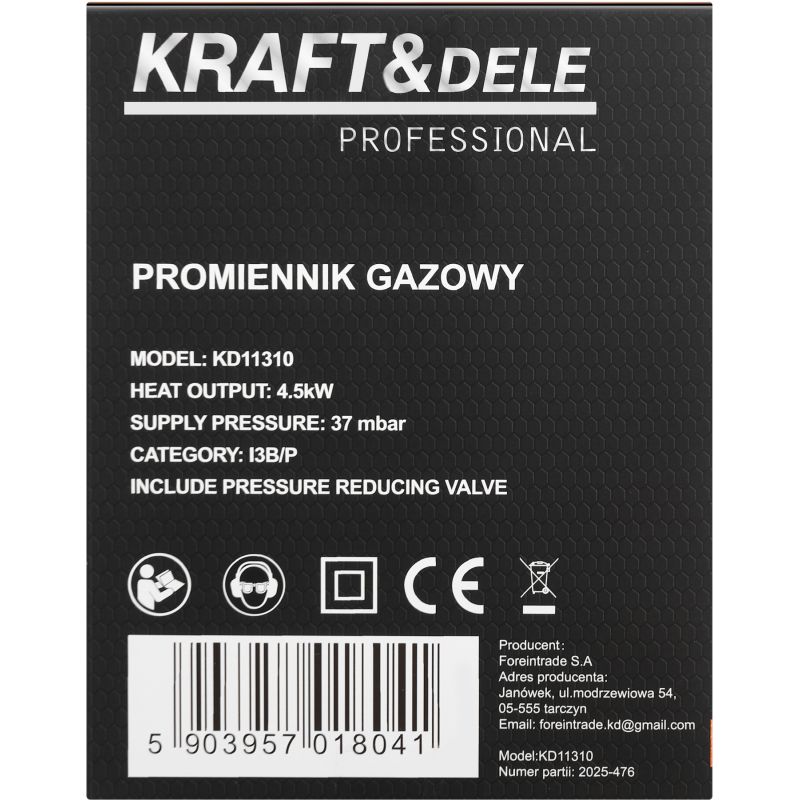 Promiennik gazowy 4,5kW KD11310