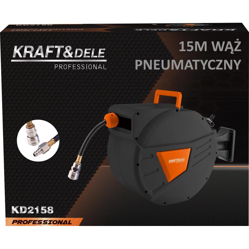 Vzduchová hadica navíjacia, pneumatická, 15 m + 1,5 m, 1/4", KD2158
