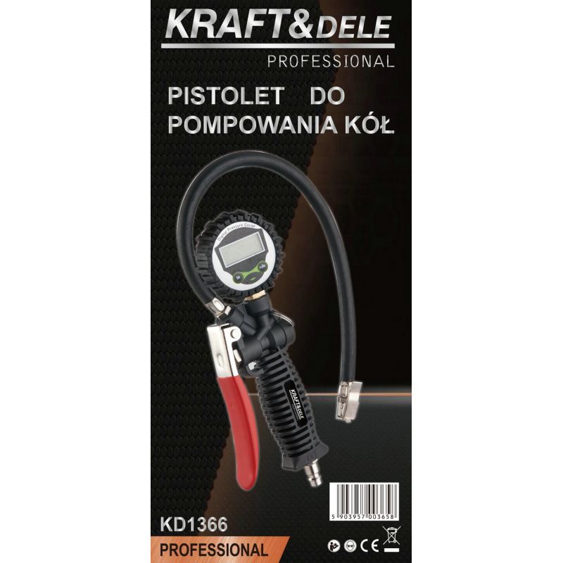 Pistolet do pompowania z manometrem LCD KD1366