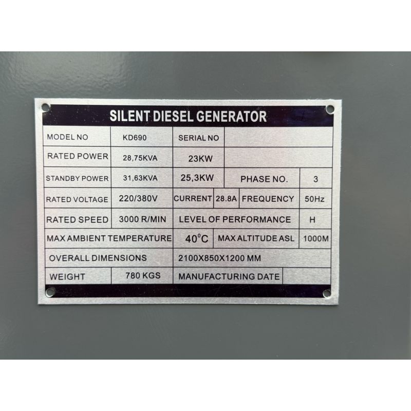 Agregat prądotwórczy DIESEL 23/25,3kW KD690