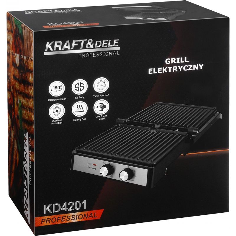 Grill elektryczny 2400W + tacka na tłuszcz KD4201