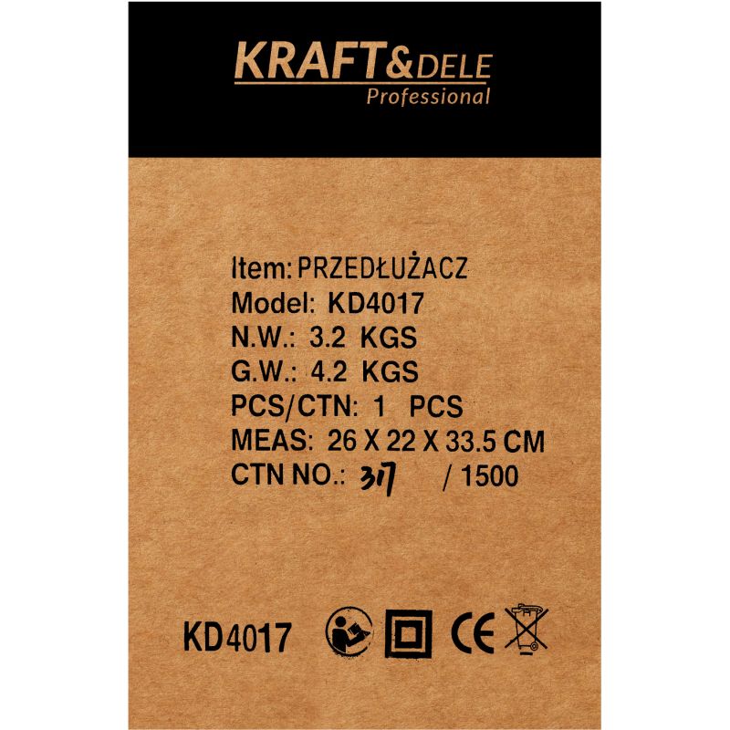 Przedłużacz ogrodowy bębnowy 25M / 3 x 2,5MM KD4017