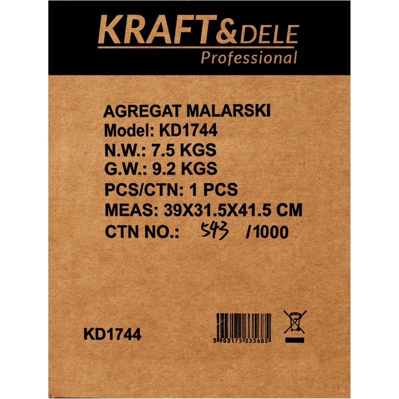 Agregat malarski natryskowy tłokowy 1500W KD1744