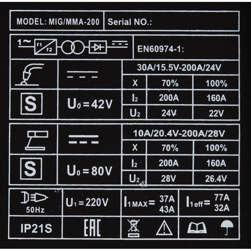 Spawarka mig/mma 200A model KD1788
