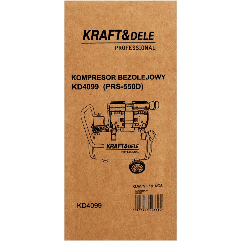 Kompresor bezolejowy 24L 1200W 220L/min KD4099