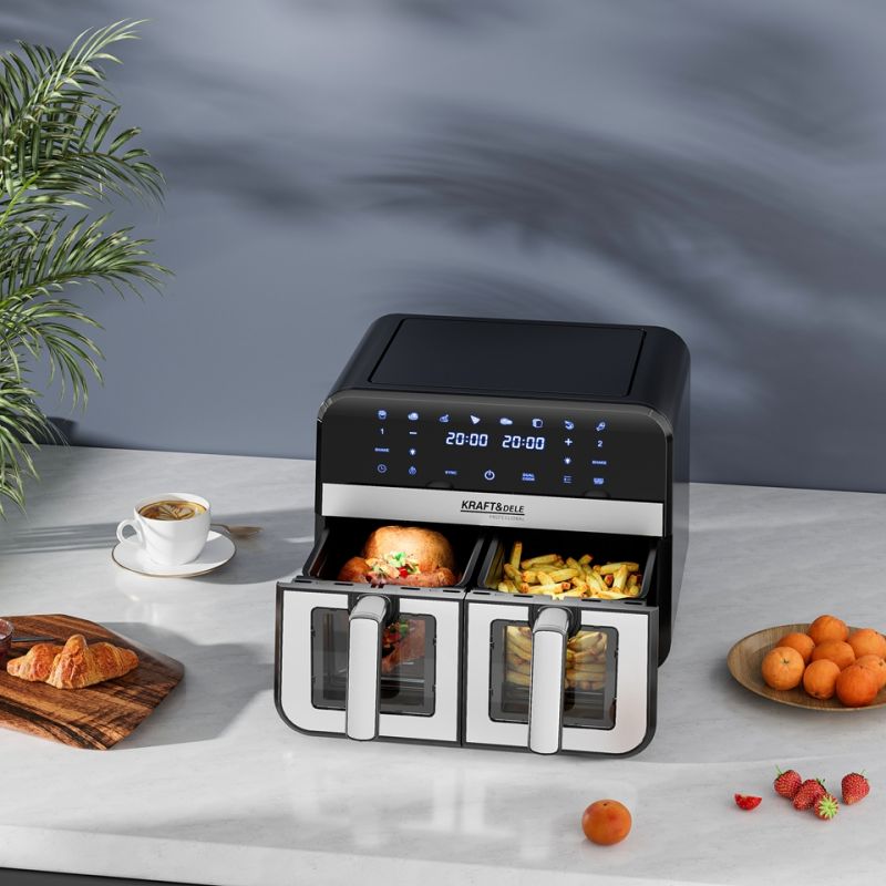 Beztuková fritéza 9L 2500W dve oddelenia 4,5L + LCD KD4179