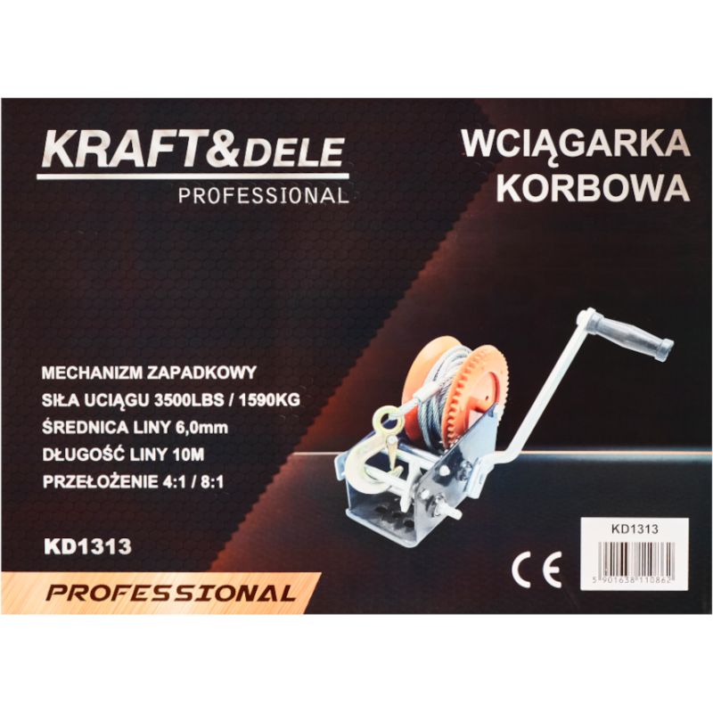 Wciągarka korbowa linowa 3500Ibs KD1313