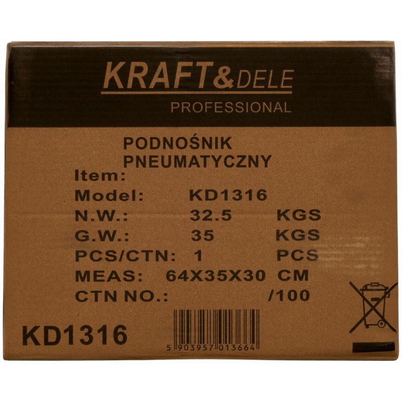 Podnośnik hydrauliczno-pneumatyczny 22T KD1316