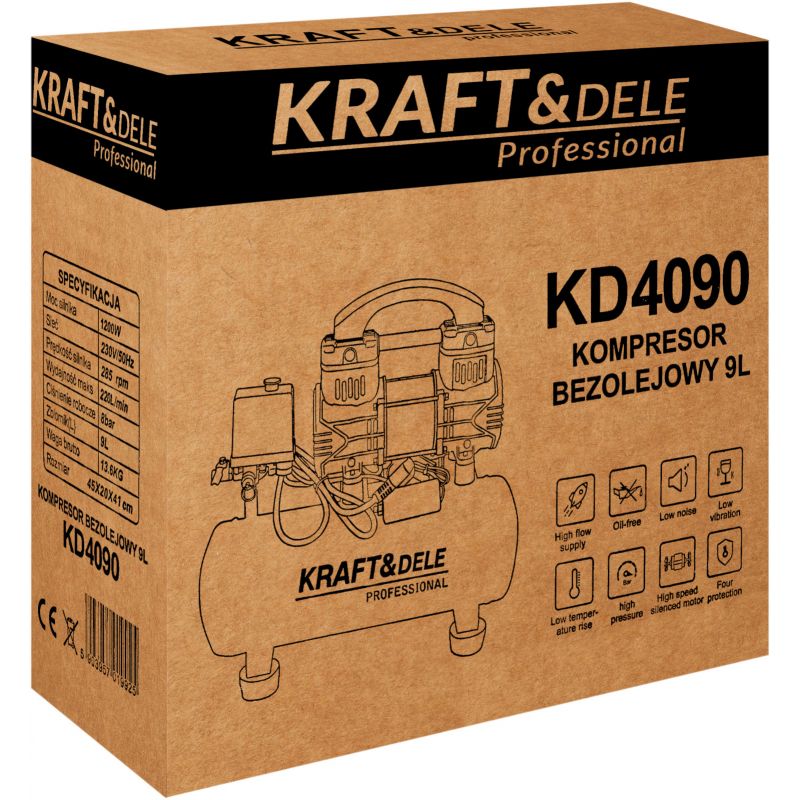 Kompresor bezolejowy 9L 230V 1200W KD4090