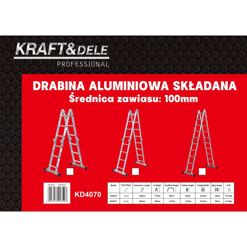 Drabina z platformą 4x3 346cm KD4070