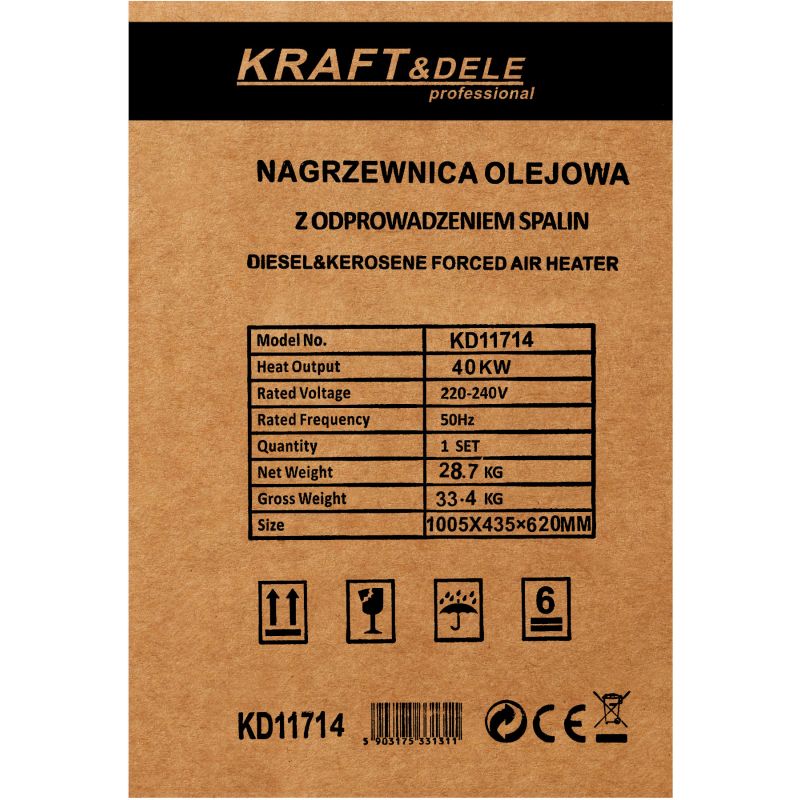 Nagrzewnica olejowa 40kW z odprowadzeniem spalin KD11714