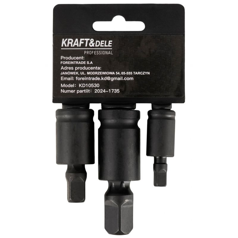 Przeguby kulowe udarowe zestaw 1/2" 1/4" 3/8" KD10530