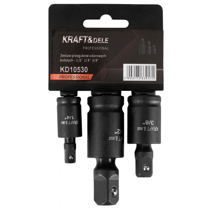 Przeguby kulowe udarowe zestaw 1/2" 1/4" 3/8" KD10530