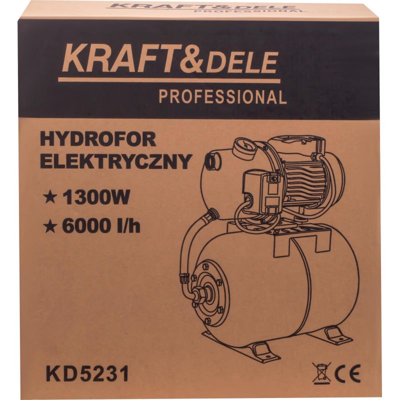 Hydrofor elektryczny do wody 50L 1300W 6000L/h KD5231