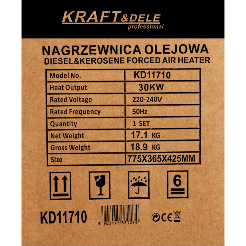 Nagrzewnica olejowa 30kW termostat KD11710