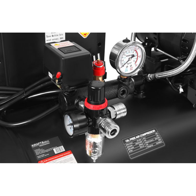 Kompresor bezolejowy 200L 3x2200W + separator i manometr z gliceryną KD4084