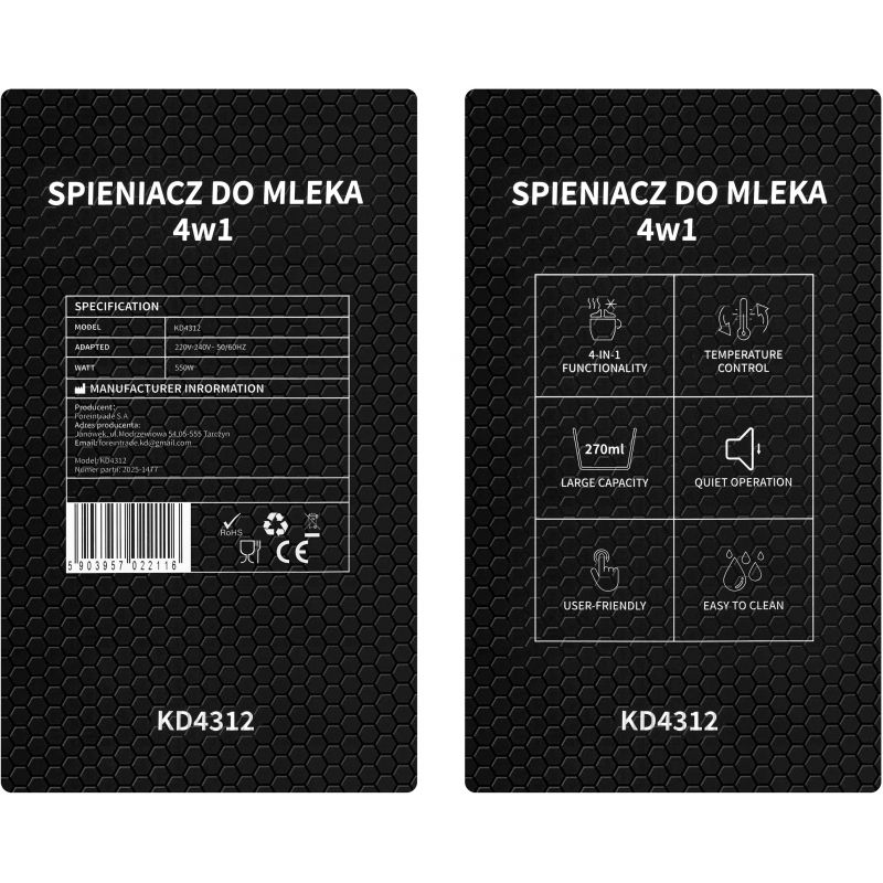Spieniacz do mleka 4w1 550W KD4312