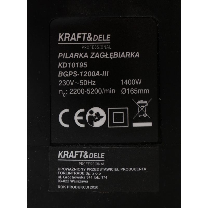 Pilarka zagłębiarka piła tarczowa 1400W KD10195