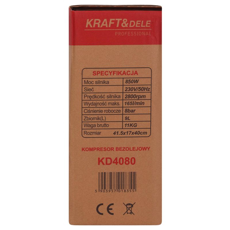 Kompresor bezolejowy 9L 850W KD4080