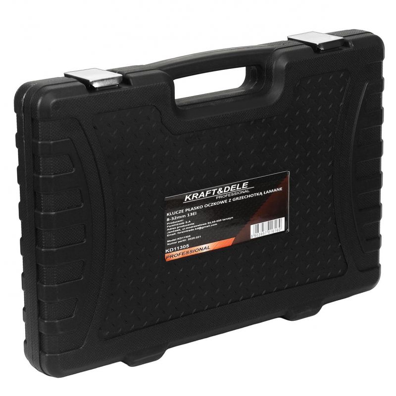 Klucze płasko-oczkowe z grzechotką łamane 13szt 8-32mm KD11305