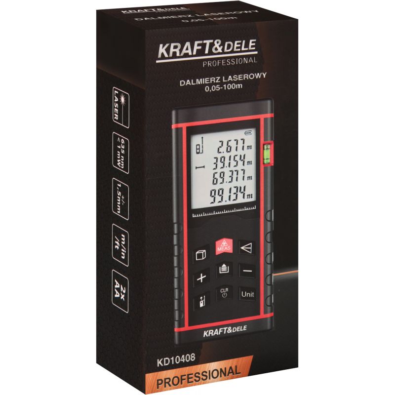 Laserowy miernik cyfrowy dalmierz 100m KD10408