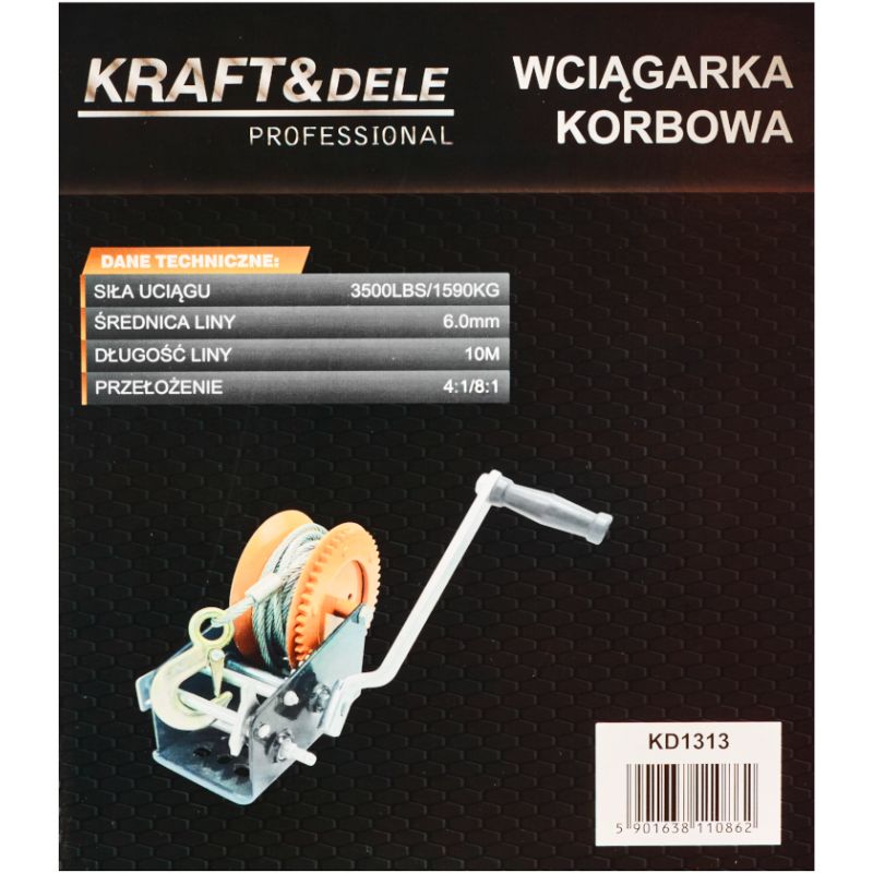 Wciągarka korbowa linowa 3500Ibs KD1313