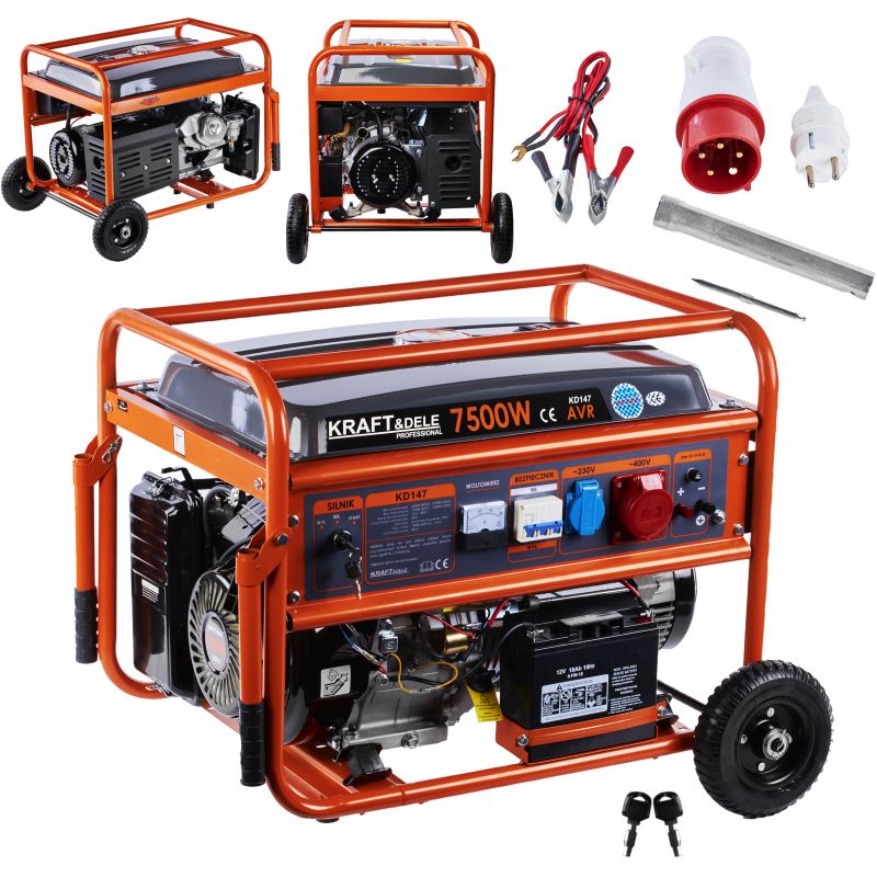 Generátor produkuje 7500 W, 230/400 V, model KD147