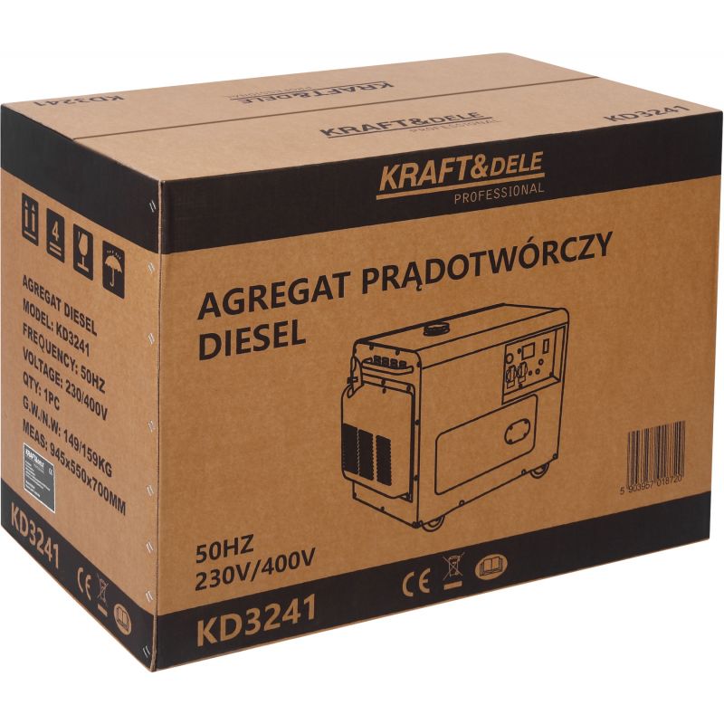 Agregat Prądotwórczy 230V 400V 7kW 16KM Diesel + ATS KD3241