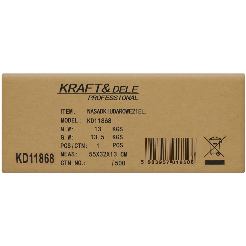 Grzechotka + przedłużki + nasadki udarowe 3/4" 21szt KD11868