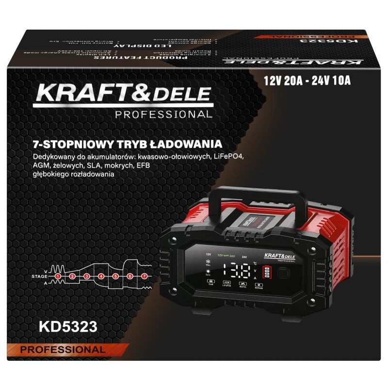 Prostownik automatyczny 12V / 24V 20A KD5323