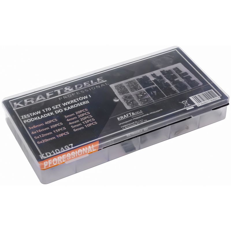 Zestaw wkrętów i podkładek do karoserii 170szt. KD10497