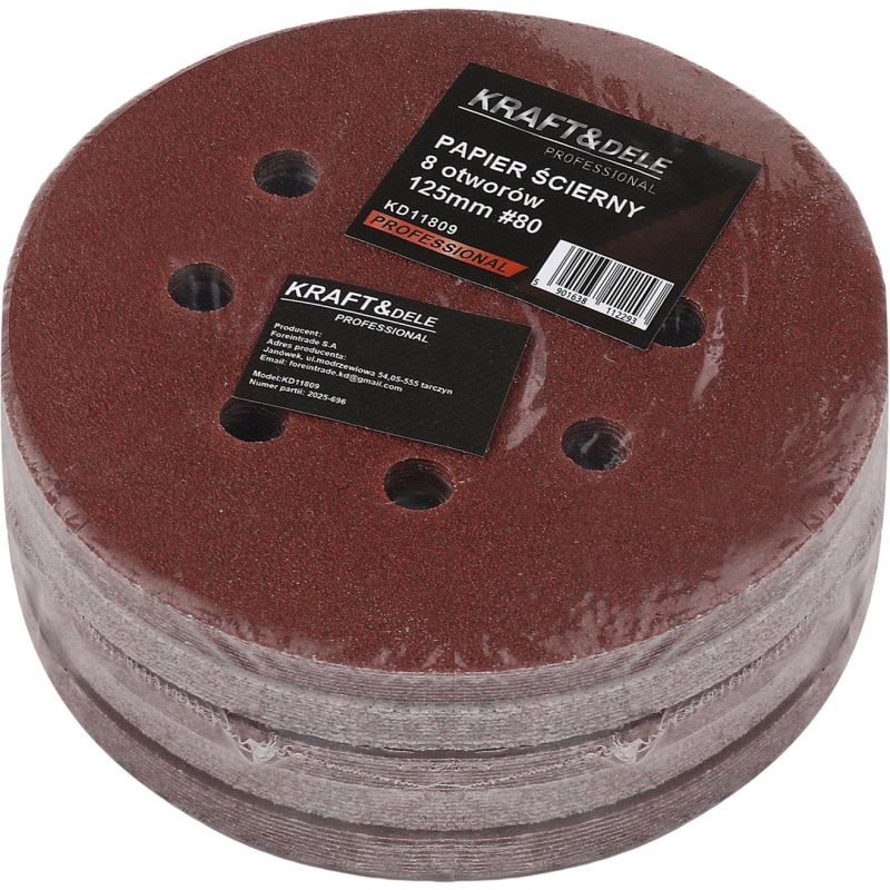 Papier ścierny 50szt. krążek 125mm P80 na rzep KD11809