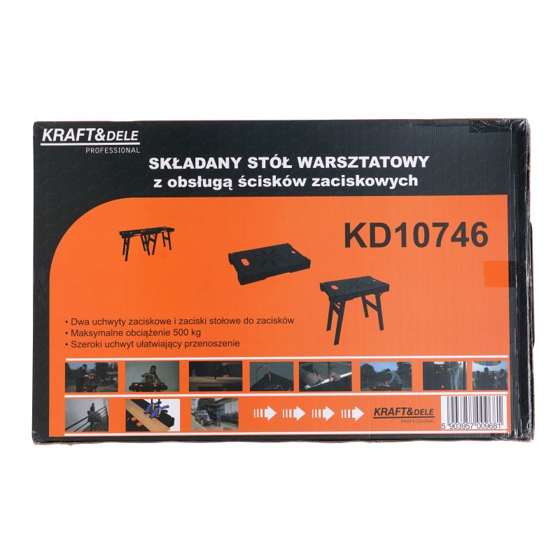 Składany stół warsztatowy 90x60x80 cm KD10746