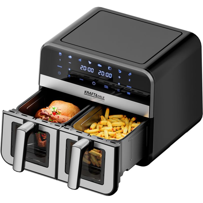 Beztuková fritéza 9L 2500W dve oddelenia 4,5L + LCD KD4179