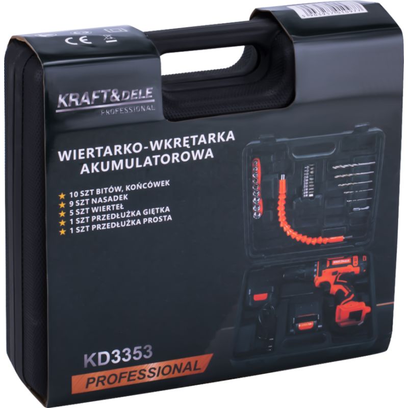 Zestaw wiertarko-wkrętarka 21V 2Ah + akcesoria KD3353