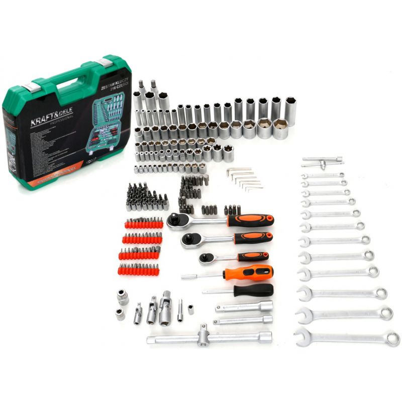 Zestaw Kluczy Duży Nasadowe Płaskie KD307 216el. Walizka