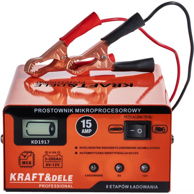 Prostownik mikroprocesorowy 15AMP 6/12V