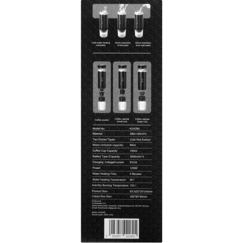 Przenośny ekspres do kawy 125W 3w1 KD4285