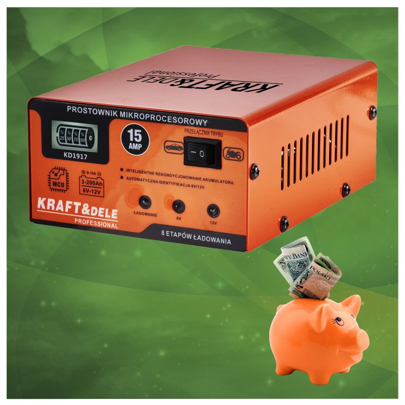 Prostownik mikroprocesorowy 15AMP 6/12V