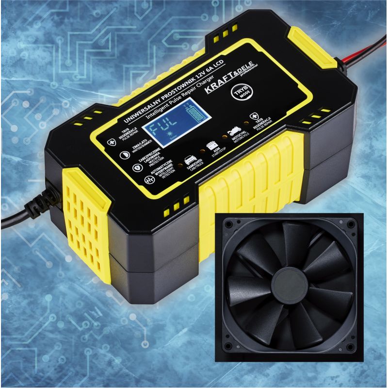 Automatyczny prostownik akumulatorowy LCD 12V / 6A KD1290