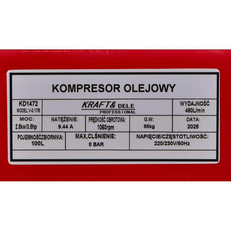 Olejový kompresor 100L 230V + separátor KD1472