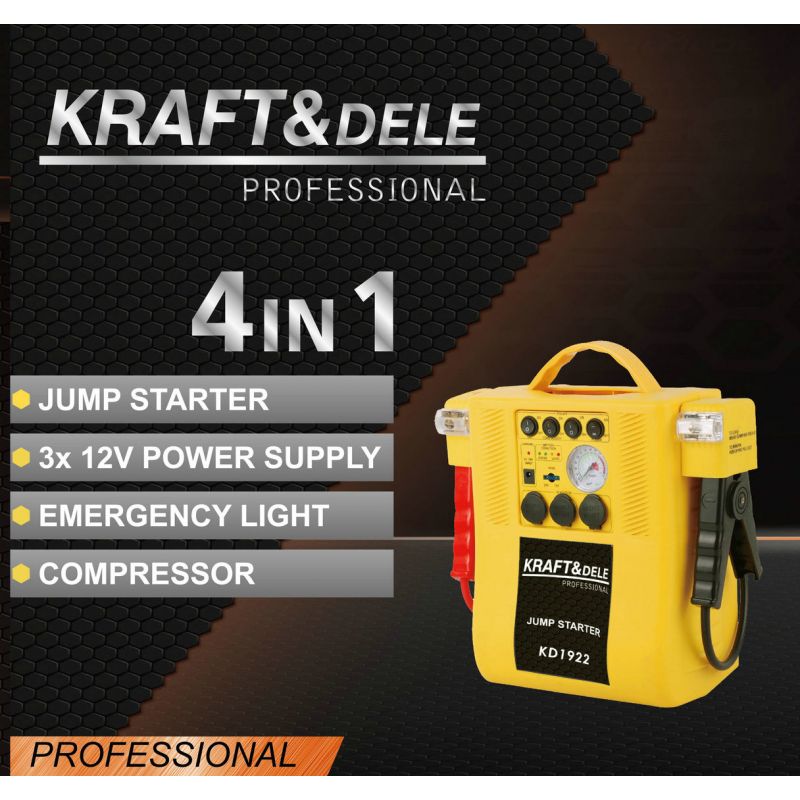 Jump starter 4W1 - urządzenie wielofunkcyjne - rozruch, kompresor, latarka KD1922