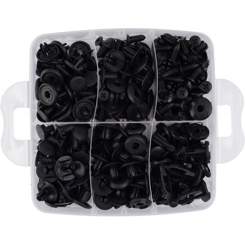 Zestaw 630 szt. spinek, kołków, klipsów do tapicerki + wyjmak i ściągacze KD10612