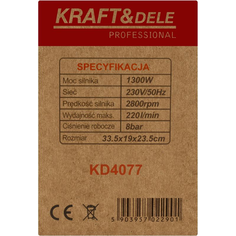 Sprężarka powietrza bezolejowa 1300W KD4077