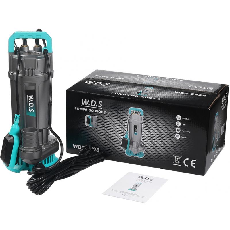Pompa do wody 3200W 2" 30000l/h +PŁYWAK WDS2428
