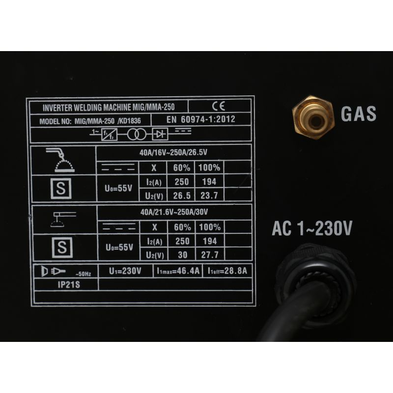 Spawarka serii mig/mma inwertorowa 250A KD1836
