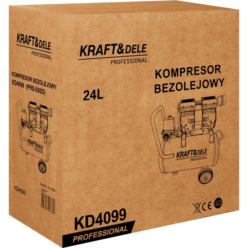 Kompresor bezolejowy 24L 1200W 220L/min KD4099