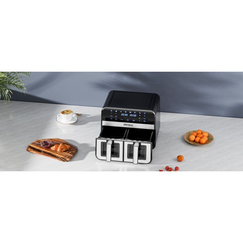 Beztuková fritéza 9L 2500W dve oddelenia 4,5L + LCD KD4179