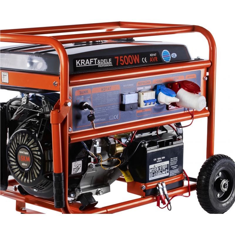 Generátor produkuje 7500 W, 230/400 V, model KD147