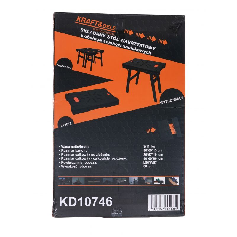 Składany stół warsztatowy 90x60x80 cm KD10746